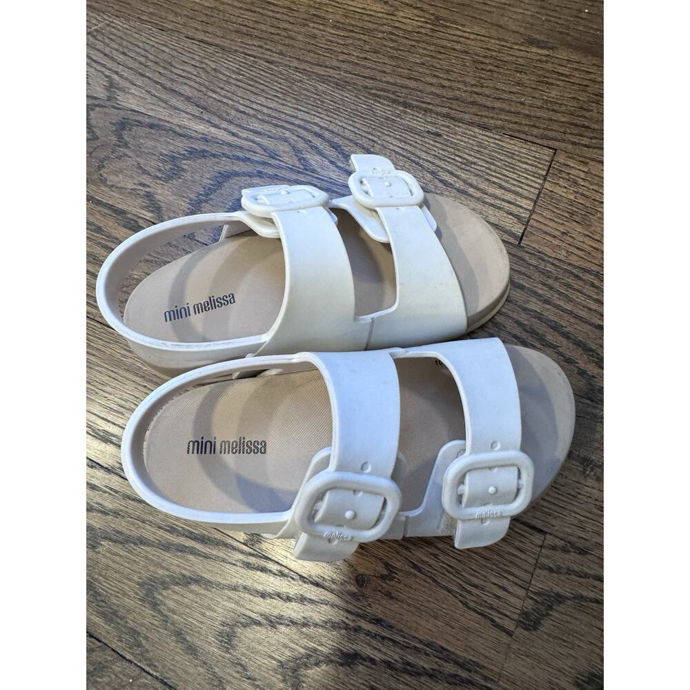 Mini Melissa White and Tan Kids Buckle Sandals - Picture 13 of 15